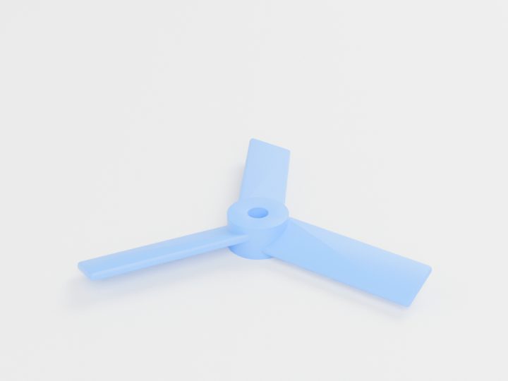 Blue FDM 3D printed three-blade propeller